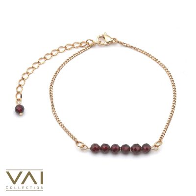 Bracciale “Red Smoothie”, gioielli con pietre preziose, realizzati a mano con granato naturale.