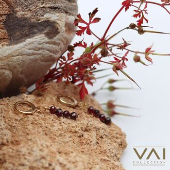 Créoles « Red Berry », bijoux en pierres précieuses, faits à la main avec du grenat naturel. 1