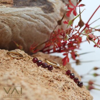 Créoles « Red Berry », bijoux en pierres précieuses, faits à la main avec du grenat naturel. 3