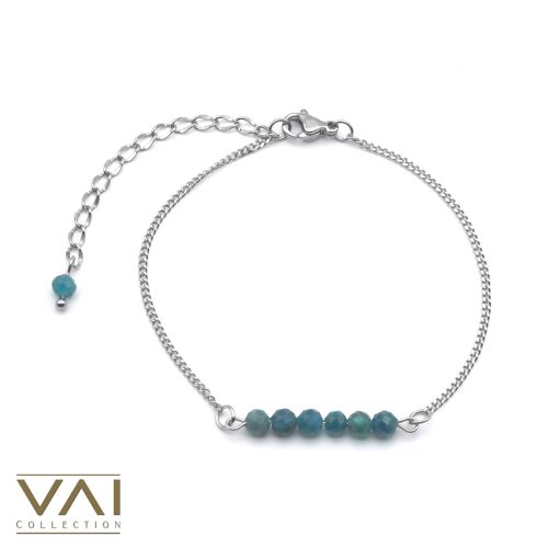 Bracelet “Blue Paradise”, Gemstone Jewellery, Handmade with Natural Apatite.