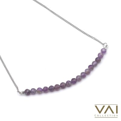 Necklace “Happy Beats”, Gemstone Jewellery, Handmade with Natural Amethyst.