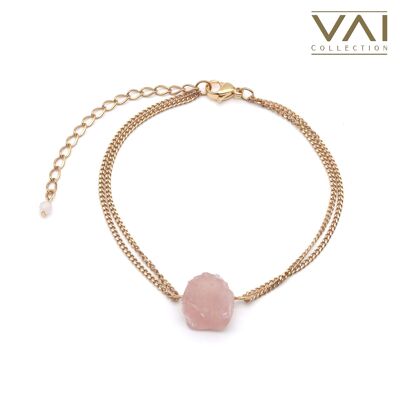 Bracelet « Summer Candy », bijoux en pierres précieuses, faits à la main avec du quartz fraise naturel.