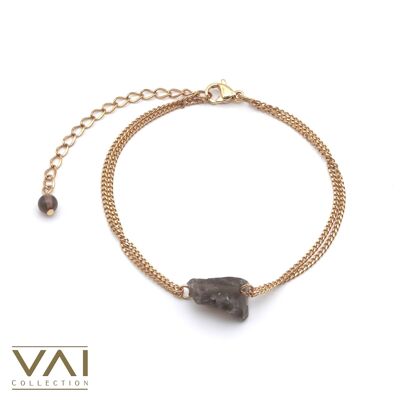 Bracelet « Mélasse », Bijoux en pierres précieuses, faits à la main avec du quartz fumé naturel.