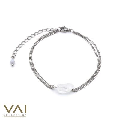 Bracelet « Translucence », bijoux en pierres précieuses, faits à la main avec du quartz cristal naturel.