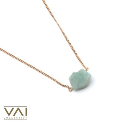 Collana “Blue Sand”, gioielli con pietre preziose, realizzati a mano con amazzonite naturale.