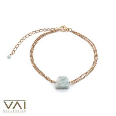 Bracciale “Blue Sea”, gioielli con pietre preziose, realizzati a mano con amazzonite naturale.