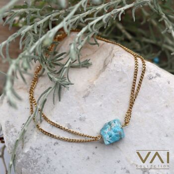 Bracelet « Beach Ball », bijoux en pierres précieuses, faits à la main avec de l'apatite naturelle. 2