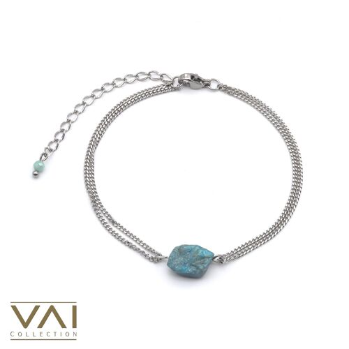 Bracelet “Sandstar”, Gemstone Jewelry, Handmade with Natural Raw Apatite.