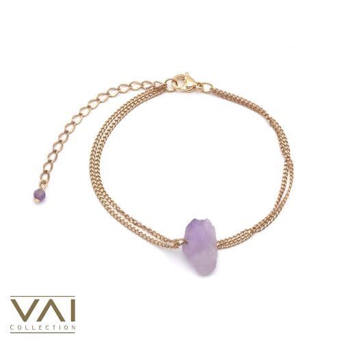 Bracelet “Good Mood”, Gemstone Jewelry, Handmade with Natural Raw Amethyst.