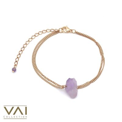 Bracelet “Good Mood”, Gemstone Jewelry, Handmade with Natural Raw Amethyst.