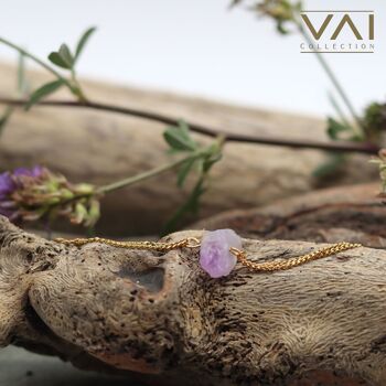 Bracelet « Bonne humeur », bijoux en pierres précieuses, faits à la main avec de l'améthyste brute naturelle. 3