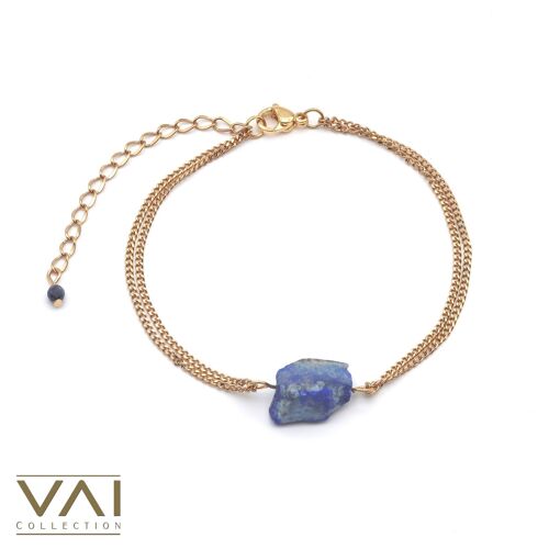 Bracelet “By Night”, Gemstone Jewelry, Handmade with Natural Raw Lapis Lazuli.