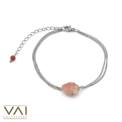 Bracelet « Lily », bijoux en pierres précieuses, faits à la main avec de la pierre de soleil brute naturelle.