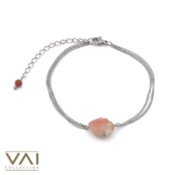 Bracelet « Lily », bijoux en pierres précieuses, faits à la main avec de la pierre de soleil brute naturelle. 1