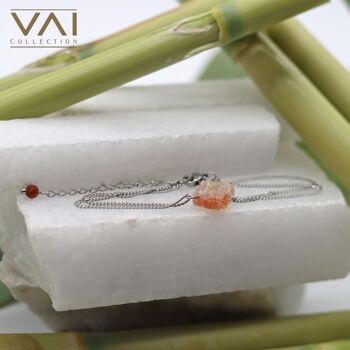 Bracelet « Lily », bijoux en pierres précieuses, faits à la main avec de la pierre de soleil brute naturelle. 2