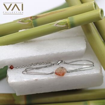 Bracelet « Lily », bijoux en pierres précieuses, faits à la main avec de la pierre de soleil brute naturelle. 3