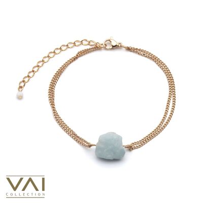 Bracciale “Liquid Blue”, gioielli con pietre preziose, realizzati a mano con acquamarina naturale.
