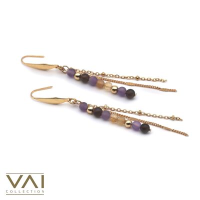 Earrings “Perfect Evening”, Gemstone Jewelry, Handmade with Natural Amethyst / Citrine / Smoky Quartz