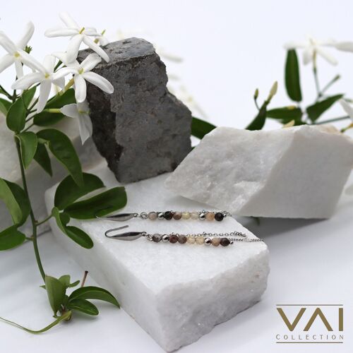 Earrings “Mayfair”, Gemstone Jewelry, Handmade with Natural Silver leaf Jasper / Citrine