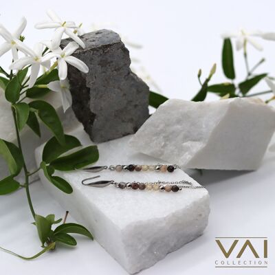 Pendientes “Mayfair”, joyería de piedras preciosas, hechos a mano con hoja de plata natural Jaspe / Citrino