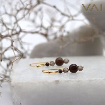 Boucles d'oreilles « Sweet Poison », bijoux en pierres précieuses, faites à la main avec du quartz fumé naturel / obsidienne de glace. 1