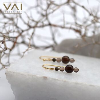 Boucles d'oreilles « Sweet Poison », bijoux en pierres précieuses, faites à la main avec du quartz fumé naturel / obsidienne de glace. 4