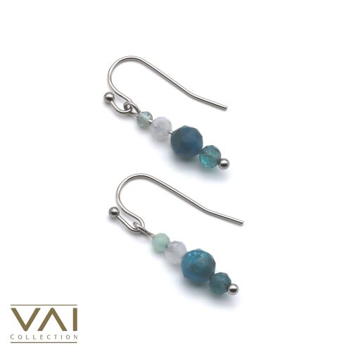 Earrings “Cold Wave”, Gemstone Jewelry, Handmade with Natural Apatite.