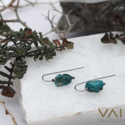 Earrings “Freezybee”, Gemstone Jewelry, Handmade with Natural Apatite.