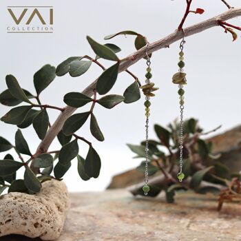 Boucles d'oreilles « Venture », bijoux en pierres précieuses, faites à la main avec du jade naturel/péridot. 2