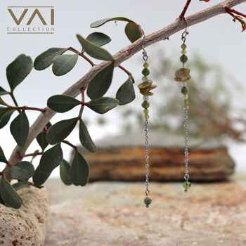 Boucles d'oreilles « Venture », bijoux en pierres précieuses, faites à la main avec du jade naturel/péridot. 3