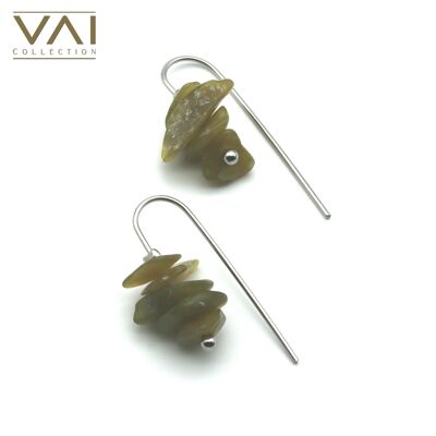 Earrings “Drosia”, Gemstone Jewelry, Handmade with Natural Peridot.