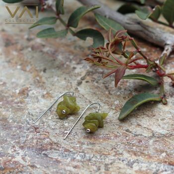 Boucles d'oreilles «Drosia», bijoux en pierres précieuses, faites à la main avec du péridot naturel. 4