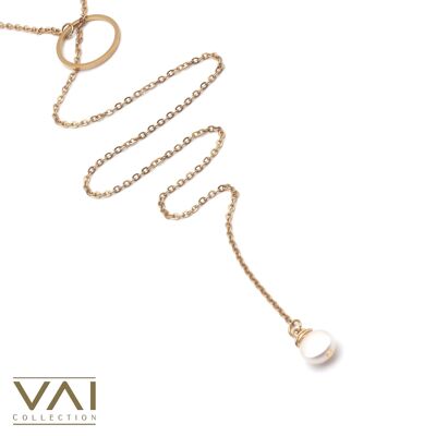 Collar “Pearly Gate” Joyería hecha a mano bañada en oro con Perlas Naturales de Agua Dulce.