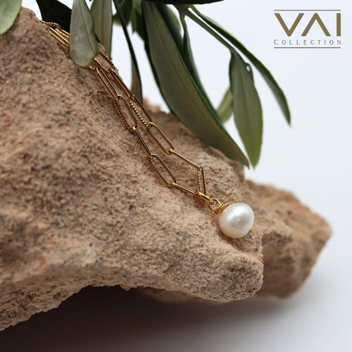 Necklace “Eternity” Handmade gold plated jewelry with Natural Freshwater Pearls.