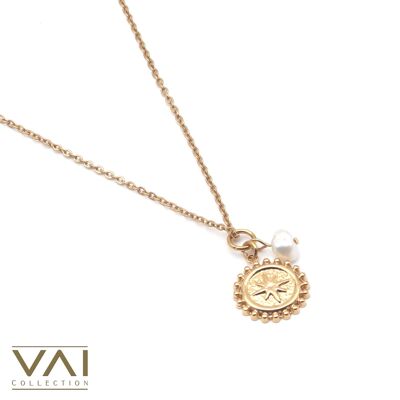 Collana “Venti Perlati” Gioielli fatti a mano placcati in oro con perle d'acqua dolce naturali.