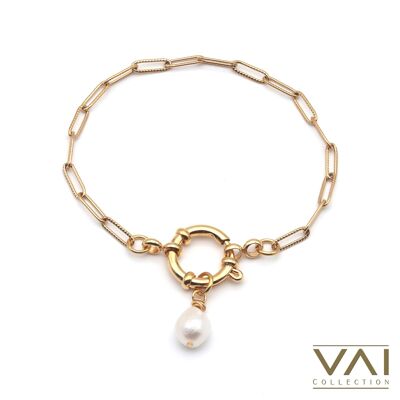 Bracelet « Golden Lady » Bijou fait main en plaqué or avec perles d'eau douce.
