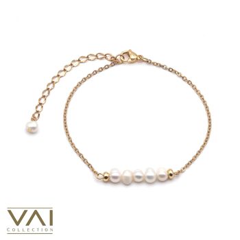 Bracelet « Inner Reflexions » Bijou fait main en plaqué or avec perles d'eau douce. 1