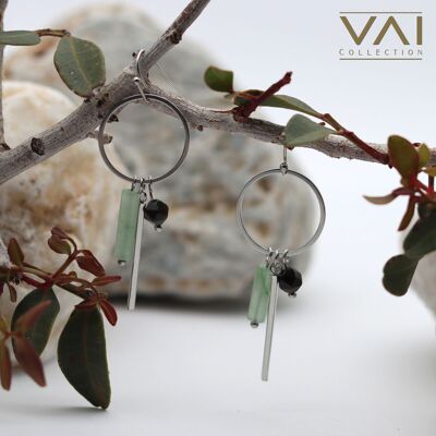 Earrings “Taste Of Summer”, Gemstone Jewellery, Handmade with Natural Green Aventurine / Obsidian