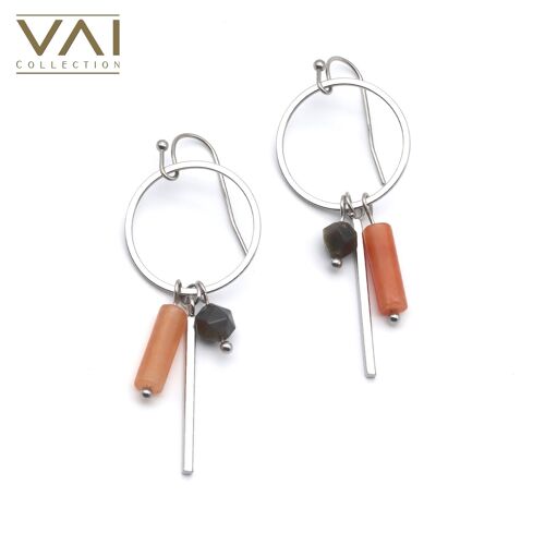 Earrings “Indian Summer”, Gemstone Jewellery, Handmade with Natural Red Aventurine / Obsidian