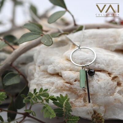 Halskette „Mistral“, Edelsteinschmuck, handgefertigt mit natürlichem grünen Aventurin / Obsidian
