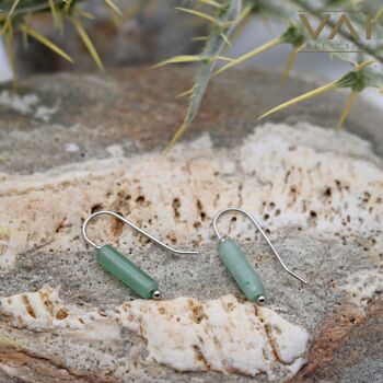 Boucles d'oreilles « Belossia », bijoux en pierres précieuses, faites à la main avec de l'aventurine verte naturelle 2