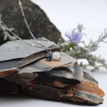 Collier « Pleine Lune », Bijoux en Pierres Précieuses, Faits à la Main avec Pierre de Lune Naturelle / Sodalite 5