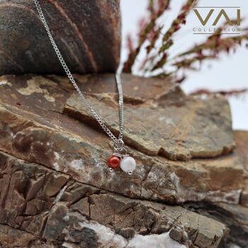 Collier « Red Sensation », Bijoux en pierres précieuses, faits à la main avec Jaspe rouge naturel / Pierre de lune 2