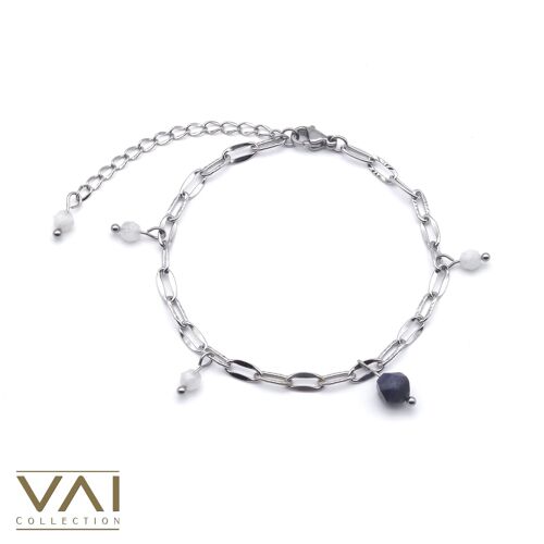 Bracelet “Northern Sky", Gemstone Jewellery, Handmade with Natural Moonstone / Sodalite