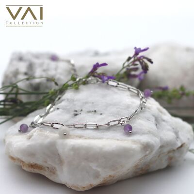 Bracelet “Gypsy Girl”, Gemstone Jewellery, Handmade with Natural Moonstone / Amethyst