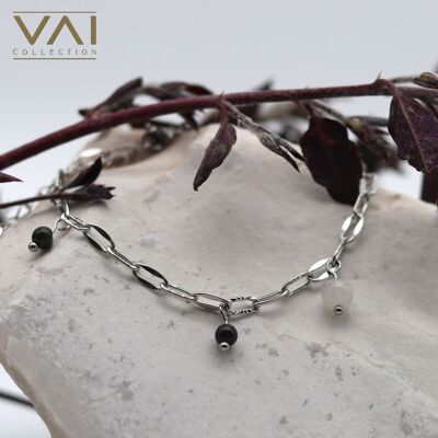 Bracelet “Zolex”, Gemstone Jewellery, Handmade with Natural Moonstone / Obsidian