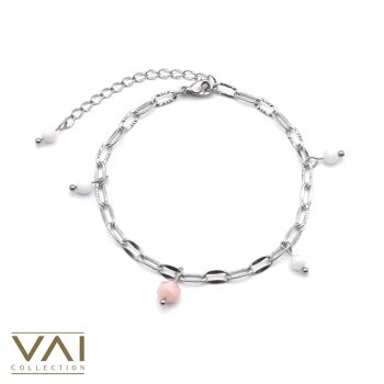 Bracelet « Circle Of Kindness », Bijoux en pierres précieuses, faits à la main avec morganite naturelle / jade blanc 1