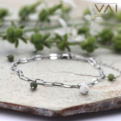 Bracelet “Circle Of Hope”, Gemstone Jewellery, Handmade with Natural Moonstone / Taiwan Jade