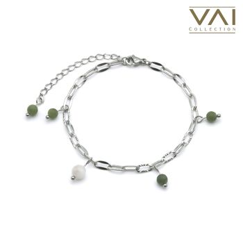 Bracelet « Circle Of Hope », Bijoux en pierres précieuses, faits à la main avec pierre de lune naturelle / Jade de Taiwan 2