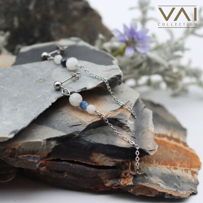Earrings “Dreamy Sky”, Gemstone Jewellery, Handmade with Natural Moonstone / Kyanite.